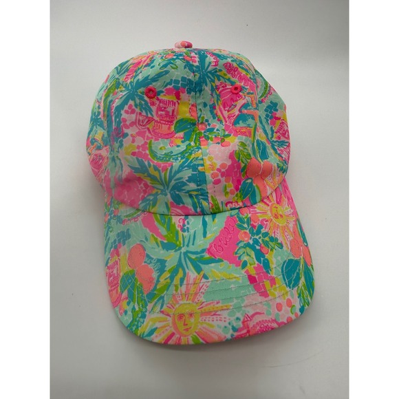 Lilly Pulitzer Accessories - Lilly Pulitzer Womens Tropical Sun Floral Print Baseball Cap Hat Pink Multi
